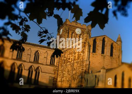 Tramonto, Abbazia di Hexham, Northumberland Foto Stock