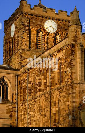 Tramonto, Abbazia di Hexham, Northumberland Foto Stock