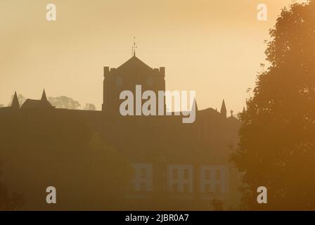 Tramonto, Abbazia di Hexham, Northumberland Foto Stock