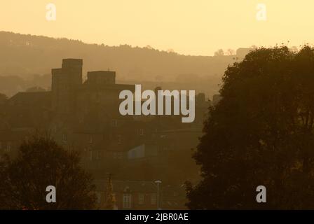 Tramonto su Hexham, Northumberland Foto Stock