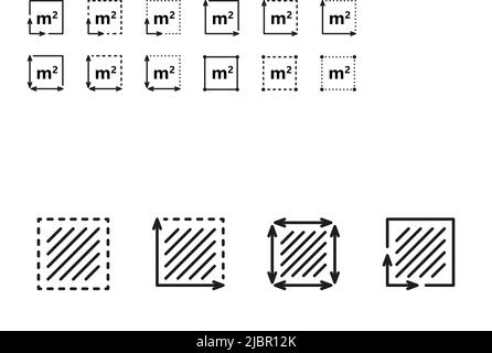 Icona di area quadrata. Segno degli assi delle coordinate. Sistema di coordinate. Icona del grafico matematico piatto. Misurazione dell'area del terreno. Posizionare il pittogramma della dimensione. Contorno vettoriale Illustrazione Vettoriale