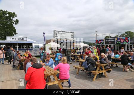 Bancarelle alimentari, Hay Festival 2022, Hay-on-Wye, Brecknockshire, Powys, Galles, Gran Bretagna, Regno Unito, Regno Unito, Europa Foto Stock
