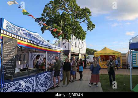 Bancarelle alimentari, Hay Festival 2022, Hay-on-Wye, Brecknockshire, Powys, Galles, Gran Bretagna, Regno Unito, Regno Unito, Europa Foto Stock
