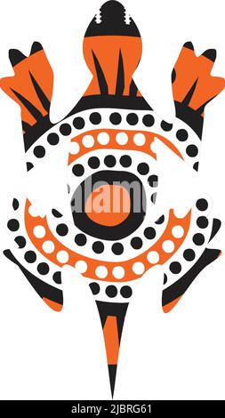 Logo lizard con modello vettoriale in stile aborigeno Illustrazione Vettoriale