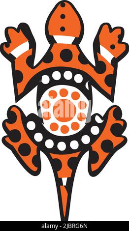Logo lizard con modello vettoriale in stile aborigeno Illustrazione Vettoriale