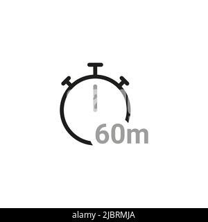 Icone relative ai timer semplici. Icona con un timer in sessanta minuti. Illustrazione Vettoriale