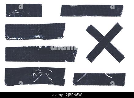 nastro adesivo grungy isolato su sfondo bianco, modello di striscia adesiva Foto Stock