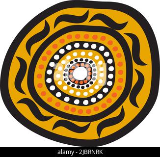 Modello di illustrazione di disegno di logo dell'icona di pittura di Aboriginal art dots Illustrazione Vettoriale