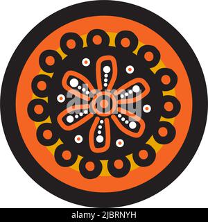 Modello di illustrazione di disegno di logo dell'icona di pittura di Aboriginal art dots Illustrazione Vettoriale