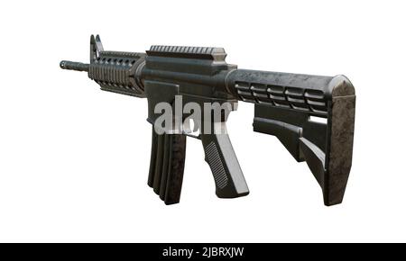 3D resa di fucile d'assalto isolato M4 carabina. Foto Stock