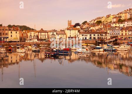 Regno Unito, Inghilterra, Devon, Torbay, Brixham Harbour a Dawn Foto Stock