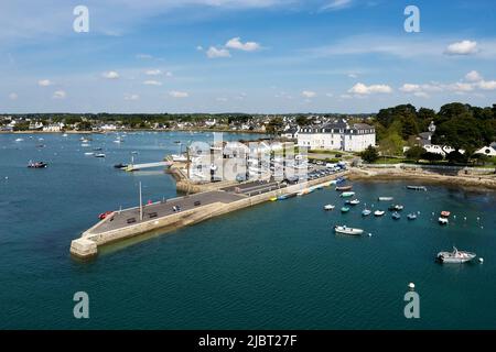 Francia, Morbihan, Golfo di Morbihan, Larmor Baden, il porto (vista aerea) Foto Stock