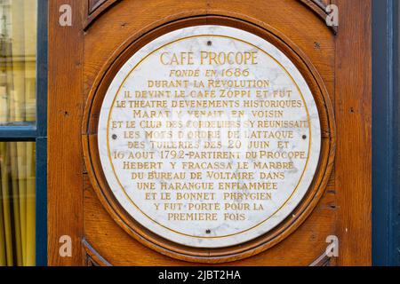 Francia, Parigi, Saint-Germain-des-Pres, il Cafe le Procope Foto Stock