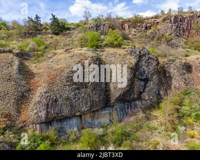 Francia, Haute Loire, organi di basalto a Saint-Julien-des-Chazes, Allier valle (vista aerea) Foto Stock