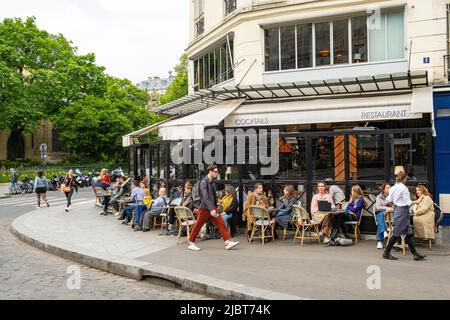 Francia, Parigi, Place de la Contrescarpe Foto Stock