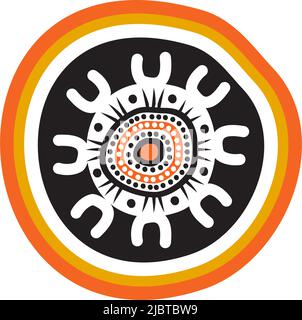 Logo Turtle con modello vettoriale in stile aborigeno Illustrazione Vettoriale