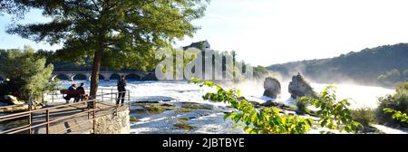 Svizzera, Schaffhausen Kanton, Neuhausen, Cascate del Reno (Rheinfall) Foto Stock