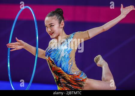 Pesaro, Italia. 05th giugno 2022. Kita Sumire (JPN) durante la Ginnastica ritmica di Ficam Coppa del mondo 2022 Pesaro alla Vitrifrigo Arena di Pesaro. Credit: SOPA Images Limited/Alamy Live News Foto Stock