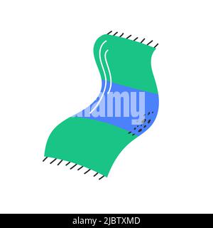 Telo da spiaggia isolato su sfondo bianco. Illustrazione vettoriale disegnata a mano in stile doodle. Perfetto per il tuo progetto, biglietto, logo, decorazioni Illustrazione Vettoriale