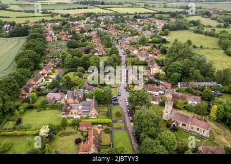 Veduta aerea del pittoresco villaggio di Clifford Chambers, Warwickshire, Regno Unito. Foto Stock