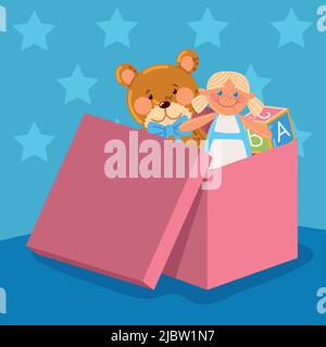scatola giocattoli per bambini Illustrazione Vettoriale