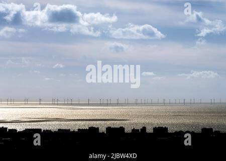 Brighton, 1st 2018 febbraio: Rampion Wind Farm, al largo della costa di Hove nel Sussex orientale oggi Foto Stock