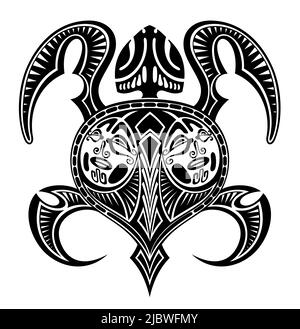 Tartaruga, animale, vettore marino isolato illustrazione su sfondo bianco. Concetto per logo, carte , icona,tatuaggio Illustrazione Vettoriale