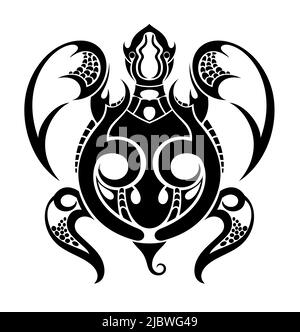Tartaruga, animale, vettore marino isolato illustrazione su sfondo bianco. Concetto per logo, carte , icona,tatuaggio Illustrazione Vettoriale