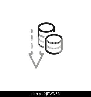 Icone vettoriali relative a Simple of Money Movement. Icona di riduzione del profitto e del reddito in stile lineare. Tratto vettoriale modificabile. Illustrazione Vettoriale