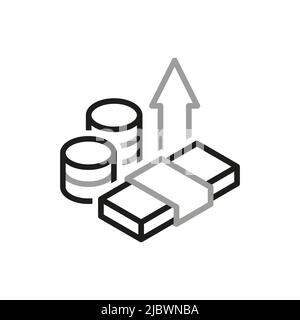 Icone vettoriali relative a Simple of Money Movement. Icona di crescita del profitto e del reddito in stile lineare. Tratto vettoriale modificabile. Illustrazione Vettoriale