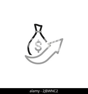 Icone vettoriali relative a Simple of Money Movement. Icona di crescita del profitto e del reddito in stile lineare. Tratto vettoriale modificabile. Illustrazione Vettoriale