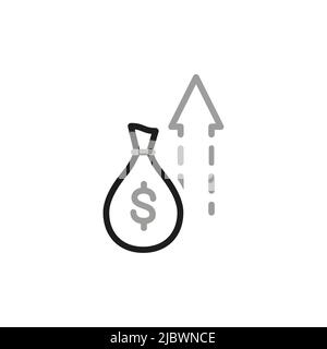 Icone vettoriali relative a Simple of Money Movement. Icona di crescita del profitto e del reddito in stile lineare. Tratto vettoriale modificabile. Illustrazione Vettoriale