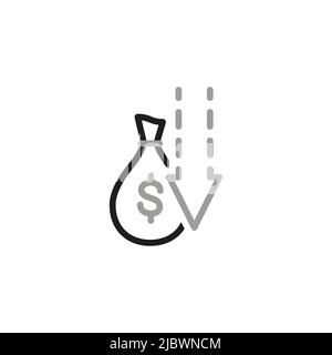 Icone vettoriali relative a Simple of Money Movement. Icona di riduzione del profitto e del reddito in stile lineare. Tratto vettoriale modificabile. Illustrazione Vettoriale
