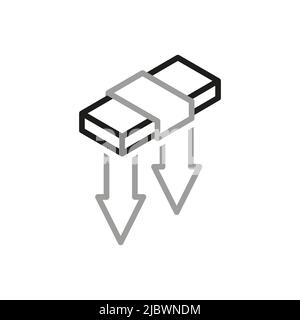 Icone vettoriali relative a Simple of Money Movement. Icona di riduzione del profitto e del reddito in stile lineare. Tratto vettoriale modificabile. Illustrazione Vettoriale