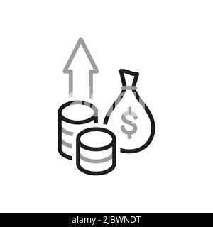 Icone vettoriali relative a Simple of Money Movement. Icona di crescita del profitto e del reddito in stile lineare. Tratto vettoriale modificabile. Illustrazione Vettoriale