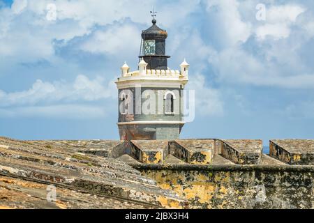 Castillo San Felipe del Morro fortezza storica a San Juan, Porto Rico. Sito patrimonio dell'umanità dell'UNESCO. Foto Stock