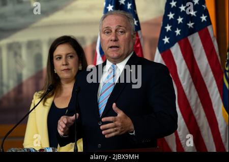 Washington, Stati Uniti. 08th giugno 2022. Il rappresentante degli Stati Uniti Steve Scalise (R-LA) parla ad una conferenza stampa del Caucus repubblicano della Camera. Credit: SOPA Images Limited/Alamy Live News Foto Stock