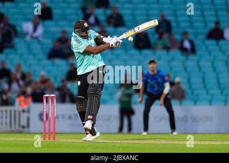 LONDRA, REGNO UNITO. 08th Giu, 2022. Durante Vitality Blast - Surry vs Sussex Sharks al Kia Oval Cricket Ground mercoledì 08 giugno 2022 a LONDRA INGHILTERRA. Credit: Taka G Wu/Alamy Live News Foto Stock