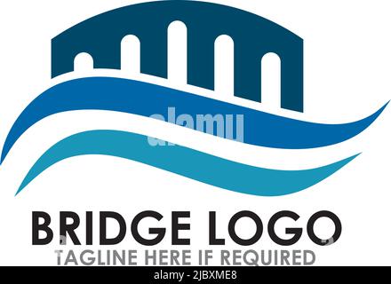Modello vettoriale di ispirazione del logo dell'icona del ponte Illustrazione Vettoriale