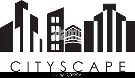 Modello vettoriale di ispirazione per il logo cityscape Illustrazione Vettoriale
