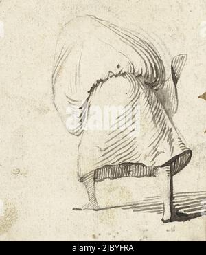 Donna con gonna sopra la testa, da dietro, Harmen ter Borch, 1651, disegnatore: Harmen ter Borch, (menzionato sull'oggetto), Zwolle, 4-Nov-1651, carta, a 98 mm x l 78 mm Foto Stock