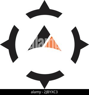 Modello vettoriale con icona del logo della bussola Illustrazione Vettoriale