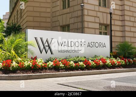 Waldorf Astoria Hotel a Washington, D.C., Stati Uniti. 01 giugno 2022 nuova apertura dell'hotel di lusso a 5 stelle Hilton Waldorf Astoria, l'ex Trump Hotel. Foto Stock