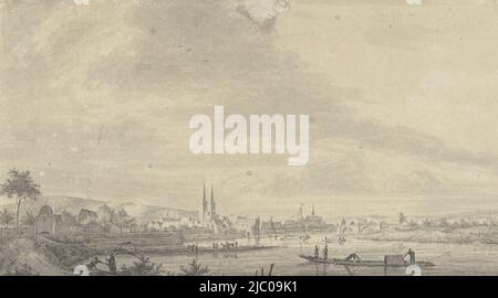 Vista della città di Höxter, disegnatore: Pieter Jan van Liender, 1753, carta, penna, pennello, a 179 mm x l 329 mm Foto Stock