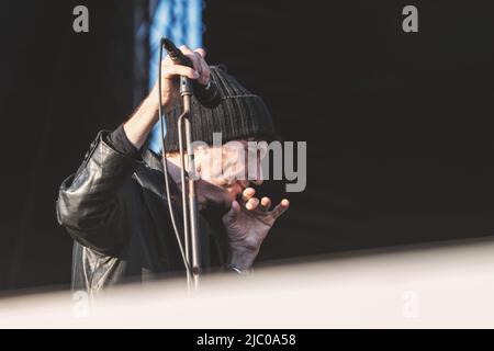 Copenaghen, Danimarca. 10th ago 2018. Joakim Thastrom si esibisce dal vivo sul palco al festival Haven di Copenaghen. (Foto di Valeria Magri/SOPA Images/Sipa USA) Credit: Sipa USA/Alamy Live News Foto Stock