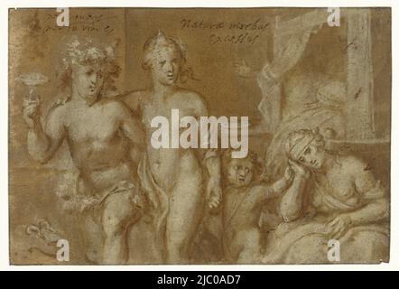 Conseguenze del trattamento con Bacco e Venere, relatore: Otto van Veen, 1566 - 1629, carta, h 120 mm x w 177 mm Foto Stock