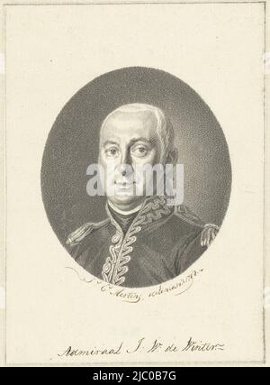Ritratto dell'ammiraglio Jan Willem de Winter, disegnatore: Johannes Cornelis Mertens, 1798, carta, h 165 mm x w 119 mm Foto Stock
