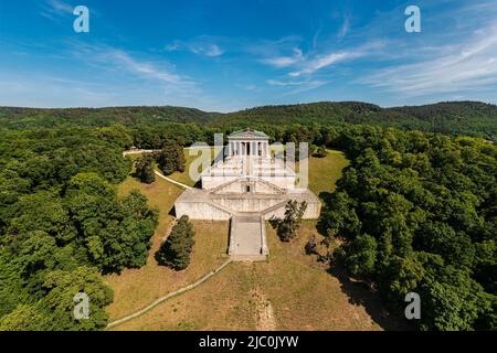 Il Walhalla, un punto di riferimento storico vicino Regensburg, Baviera, Germania Foto Stock