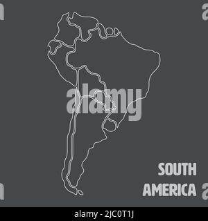 Mappa fluida del continente sudamericano Illustrazione Vettoriale