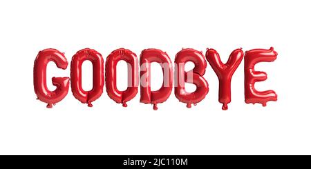 3d illustrazione di palloncini rossi di addio-lettera isolati su sfondo bianco Foto Stock